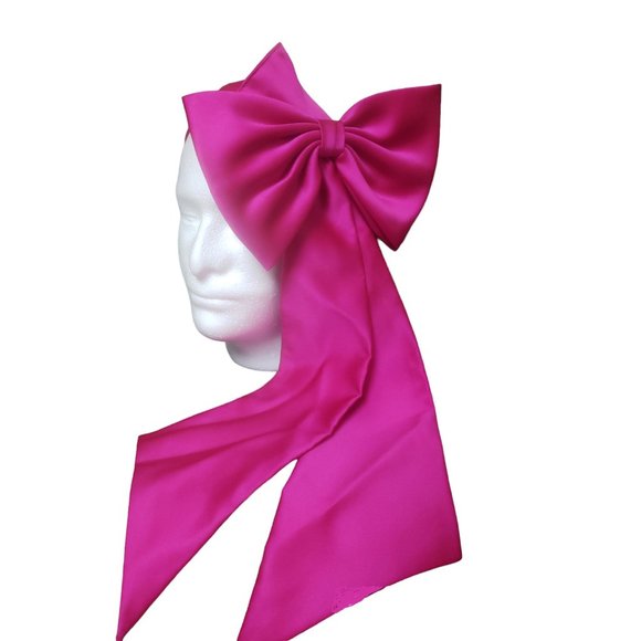 Ribbon Head Wear Hat Band Pink Satin-Like - Picture 3 of 3